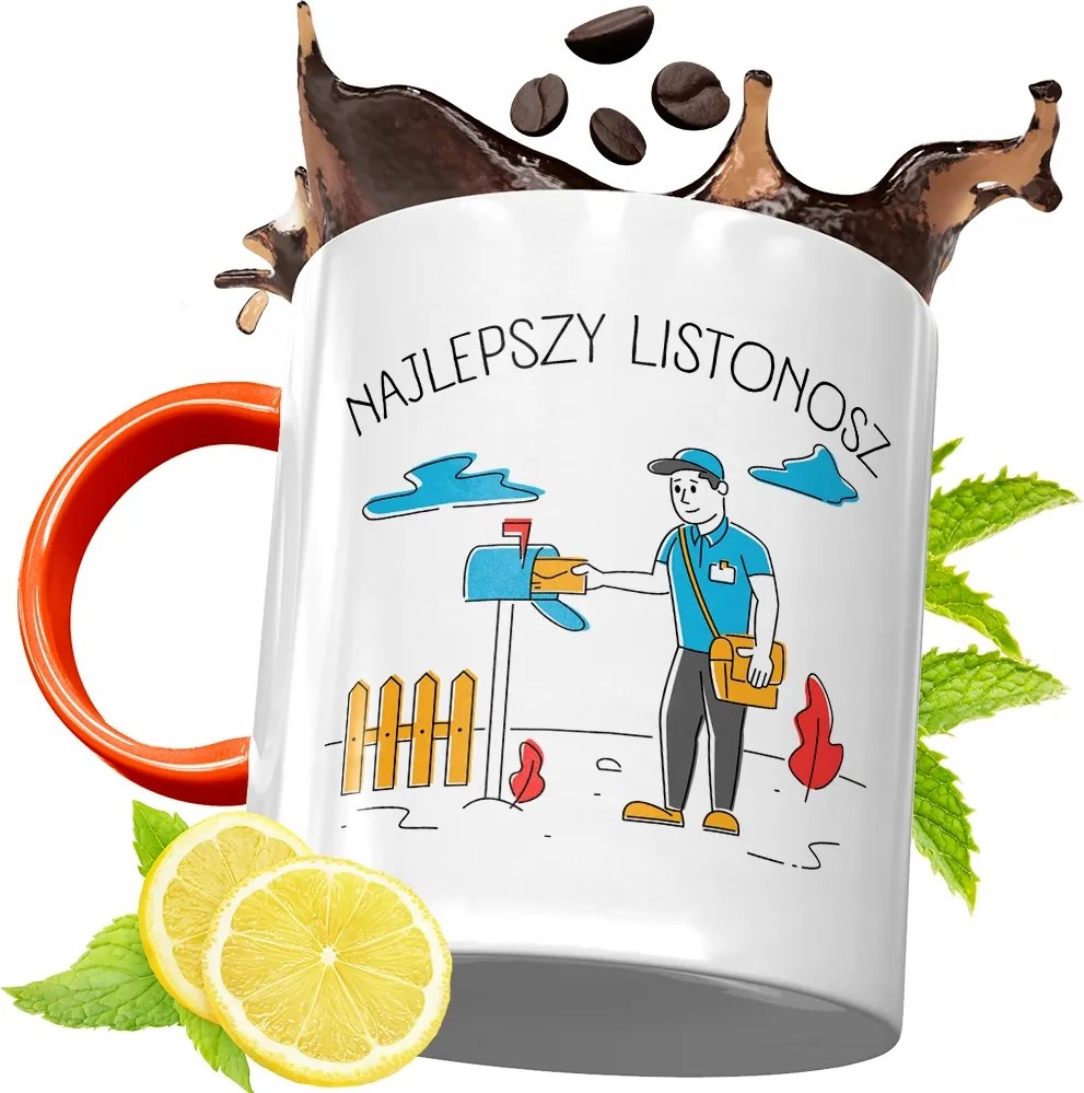 Narancssárga Bögre Postásnak Ajándék fényképes nyomattal