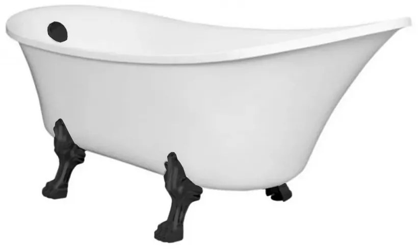 Antica szabadon álló kád fekete lábakkal és leeresztővel