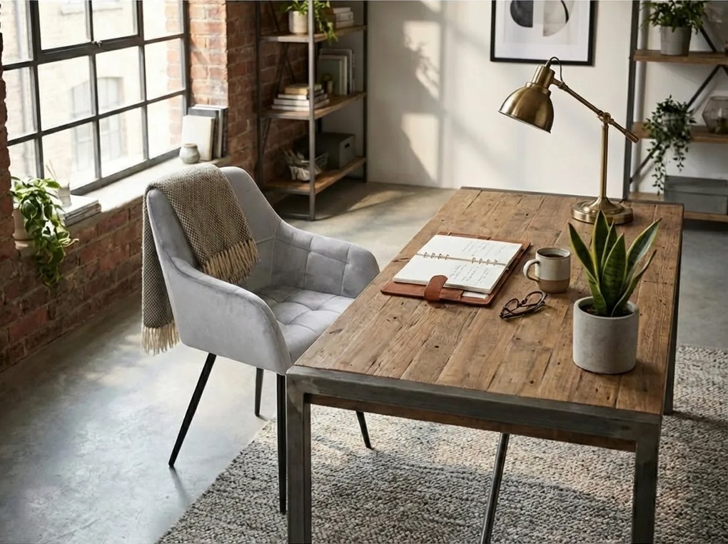 Szürke LOREN VELVET étkezőszék fekete lábakkal