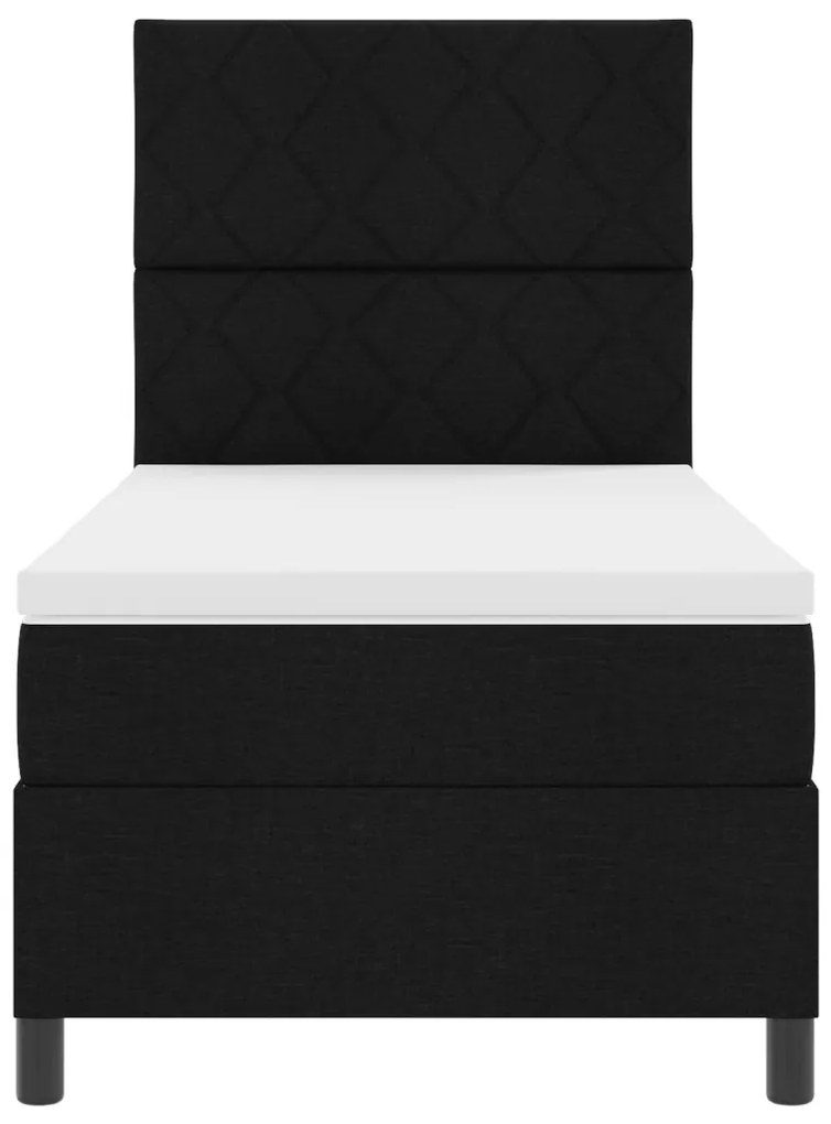 Box Spring Ágy Matrac Fekete Egyszemélyes Szövet