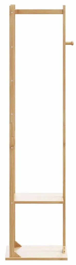 kabátállvány kampókkal és polcokkal 38,5x30x156 cm bambusz