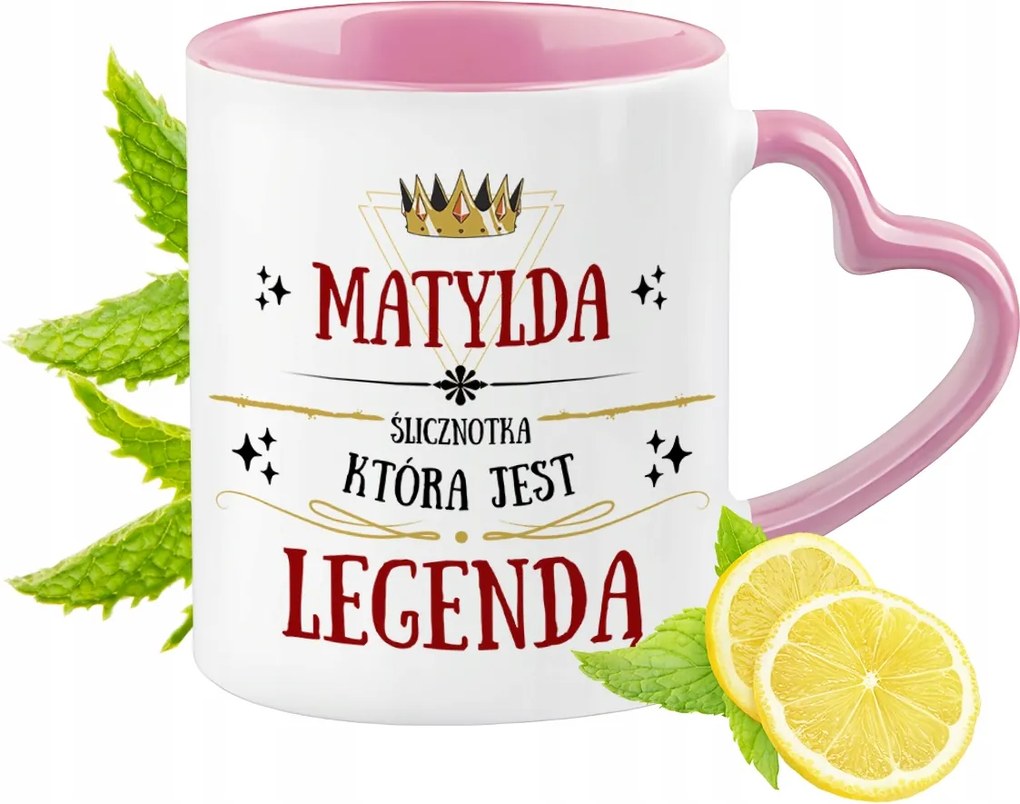 Bögre Matildának Rózsaszín Szív Alakú Füllel Kávé Ajándék