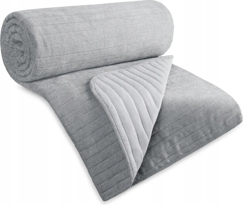 Dekoratív ágytakaró Glori 170x210 ezüst csíkos steppelt zsenília