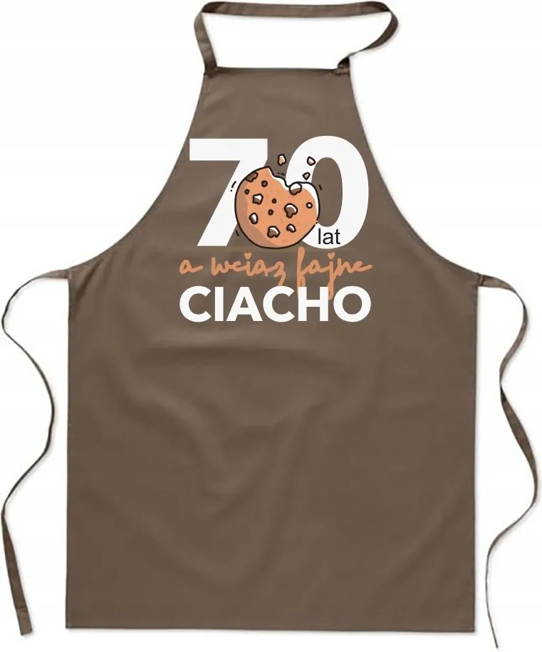 Konyhai Kötény bézs Születésnap 70 év férfi torta ajándék FA_469_b