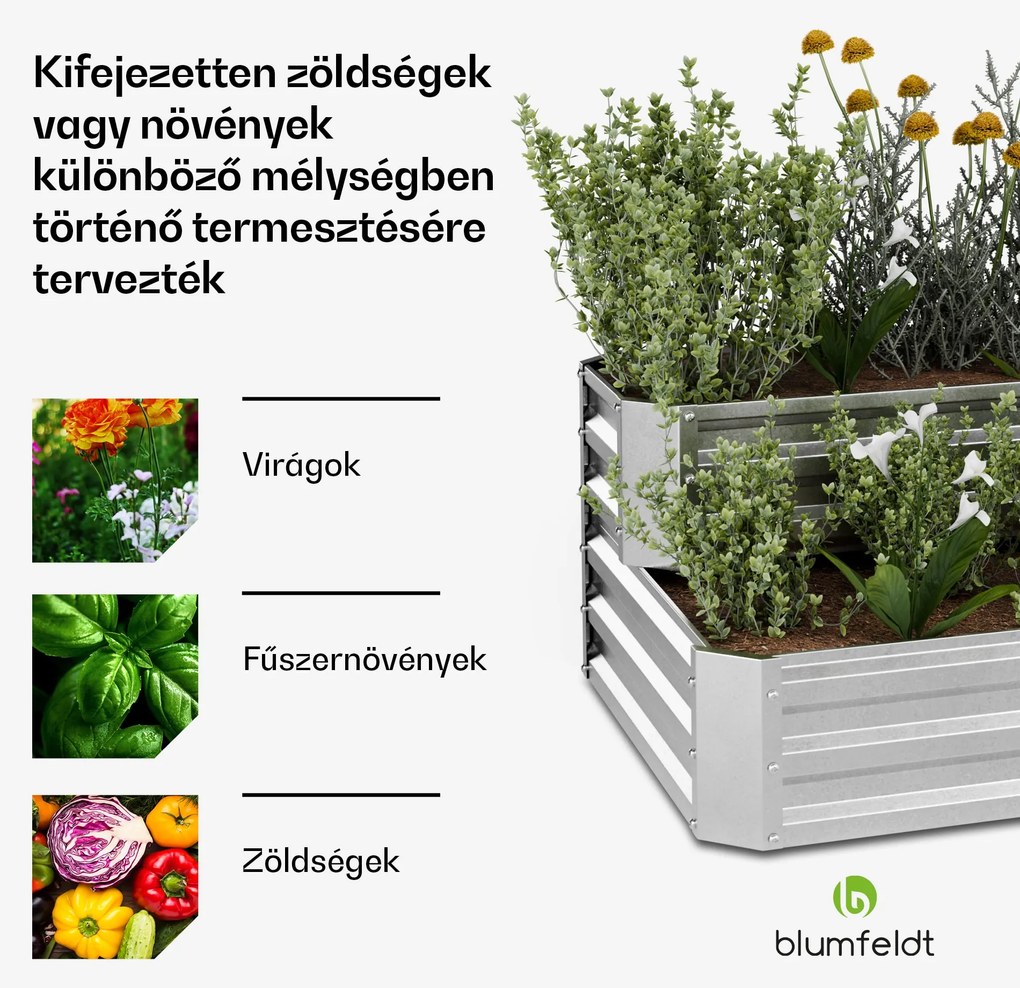 High Grow magaságyás, 2 szint, időjárásálló, korrózióálló, robusztus, 405 L