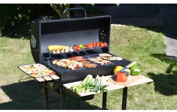 Faszenes grillsütő fekete/fa