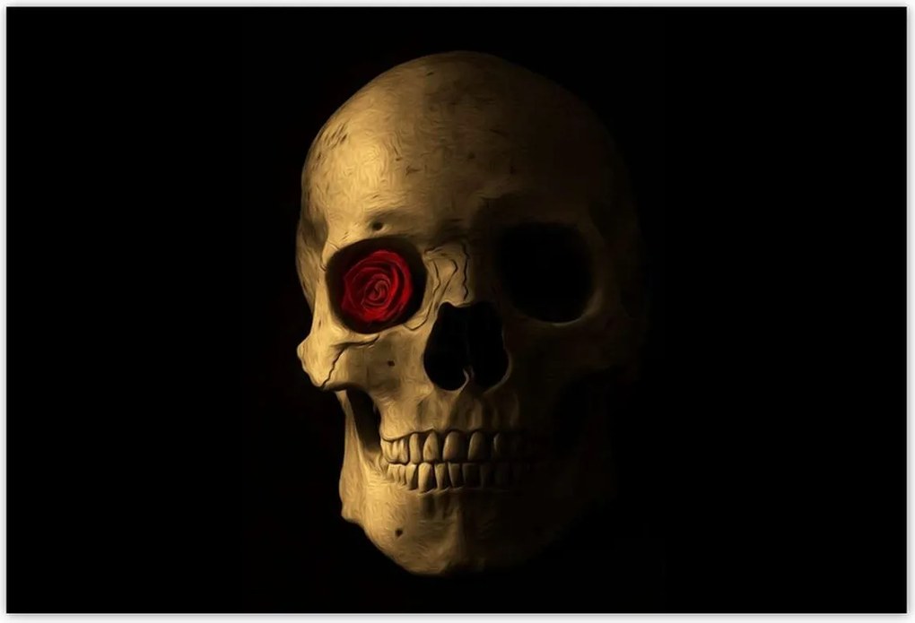 Poszterek 200x135 Koponya rózsával