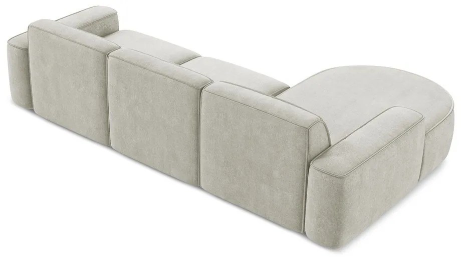 Krémszínű zsenília sarokkanapé (bal oldali-heverő résszel) Omao – Makamii