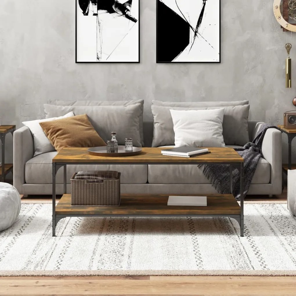 Füstös tölgy színű fatermék dohányzóasztal 100 x 50 x 40 cm