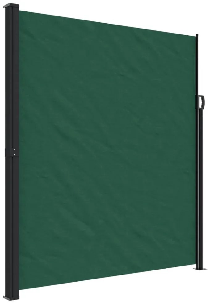 sötétzöld behúzható oldalsó napellenző 220 x 500 cm