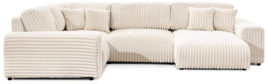 Krémszínű kordbársony sarokkanapé (bal oldali-U alakú) Justin – Ropez