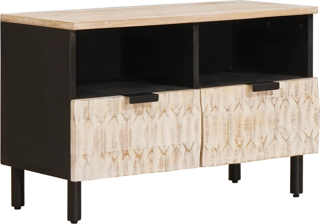 vidaXL TV szekrény Fehér mosott felület 70 x 33 x 46 cm Tömör Mangófát
