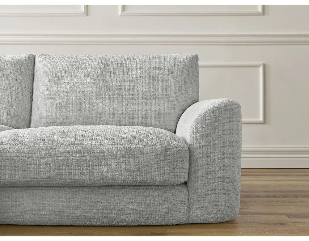 Világosszürke zsenília sarokkanapé (bal oldali-heverő résszel) Leonore – Bobochic Paris