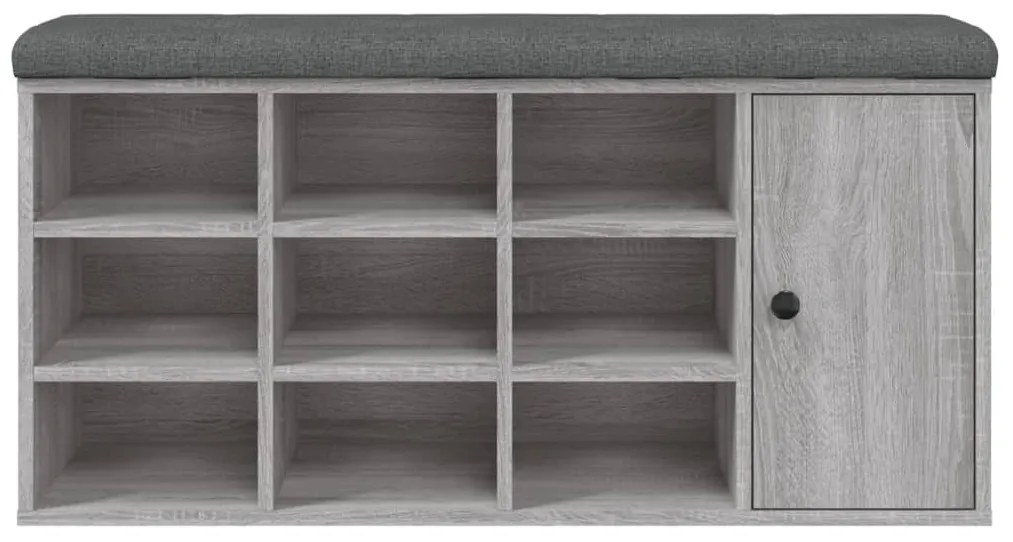 szürke sonoma színű szerelt fa cipőtároló pad 102 x 32 x 50 cm
