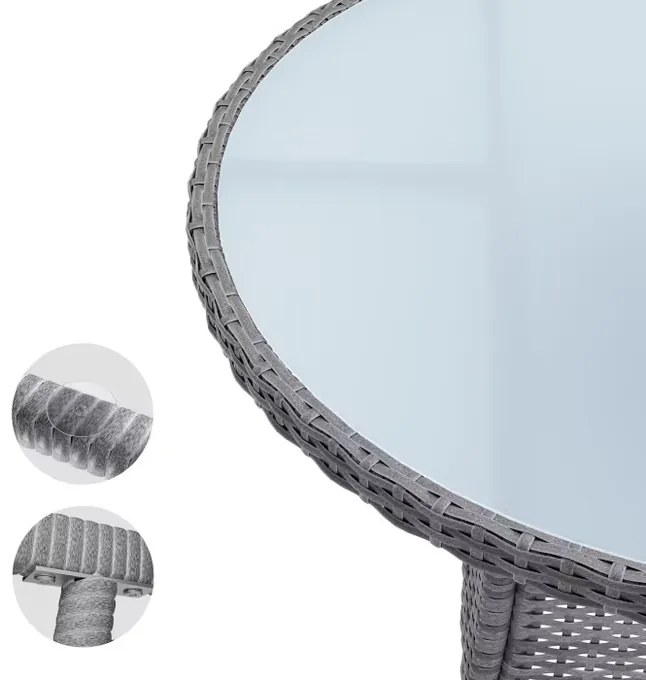 Deuba Rattan asztal Ø80 cm - szürke