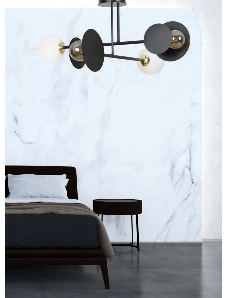 Csillár rúdon MINERVA 2xE27/15W + 2xE14/10W/230V fekete