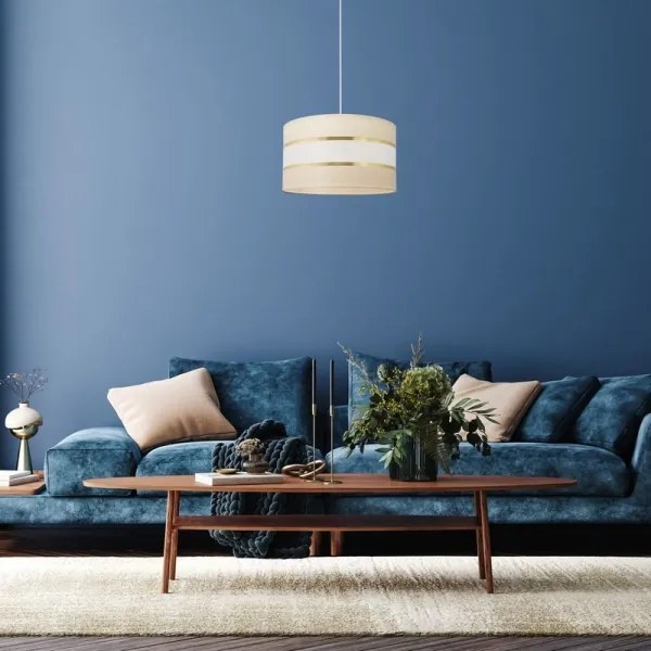 Csillár zsinóron HELEN 1xE27/15W/230V á. 35 cm krém/arany