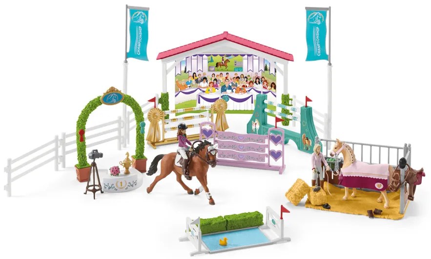 Schleich 42440 Versenypálya lovakkal ésápolónőkkel, mozgatható ízületekkel