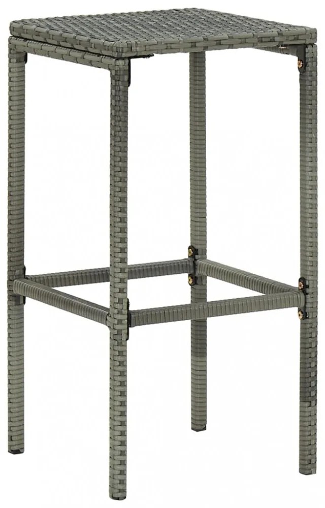 3 részes szürke polyrattan kerti bárszett párnákkal