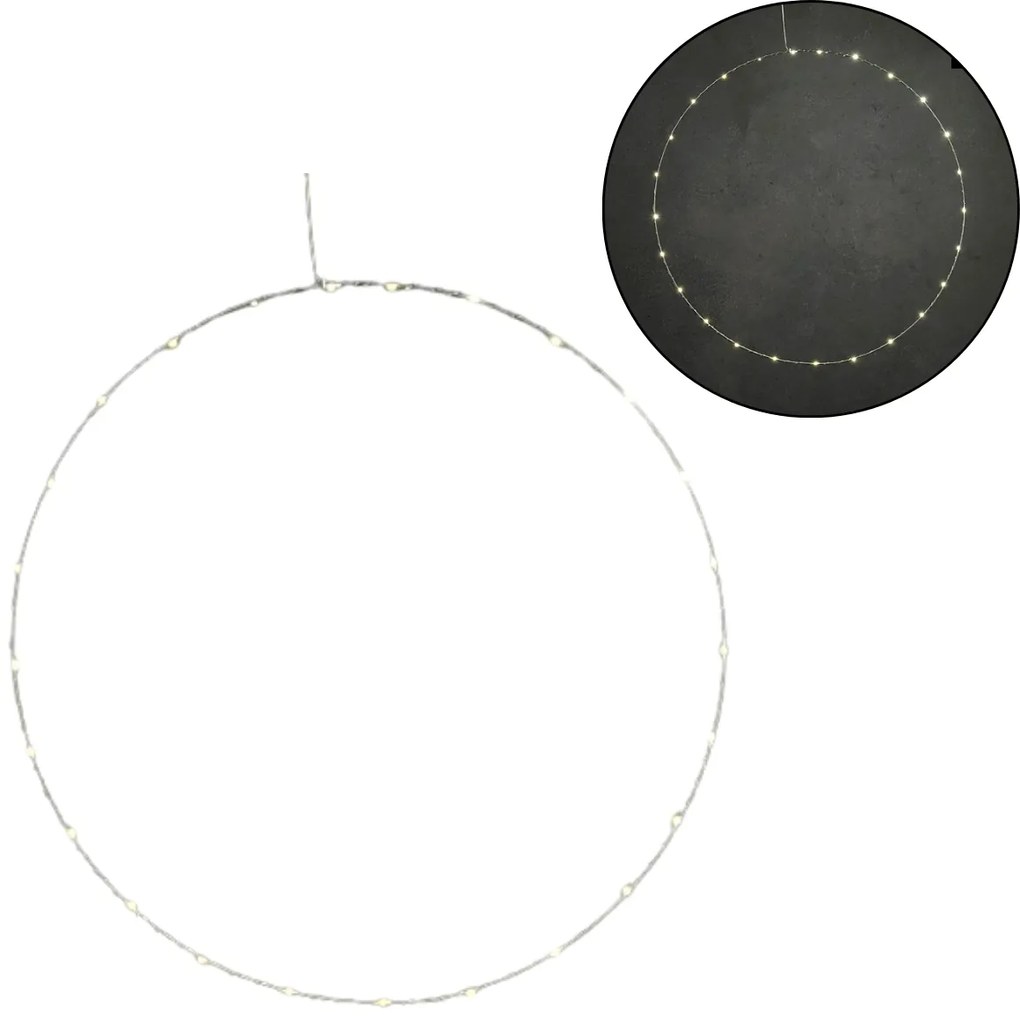 LED függő dekoráció CIRCLE Ø 70 cm, ezüst