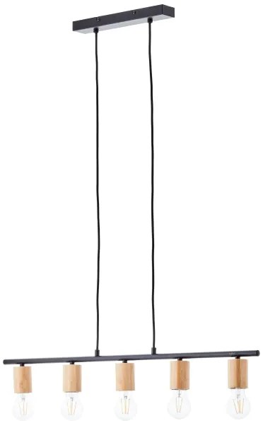 Brilliant - Függőlámpa kábellel KERRY 5xE27/40W/230V fekete/bambusz