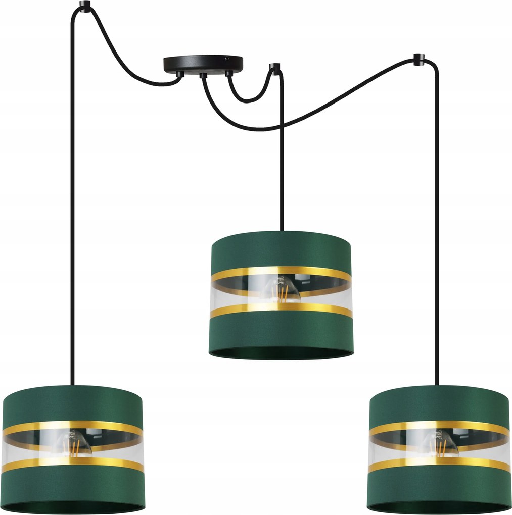 Mennyezeti Függőlámpa Pók Hármas Csillár Glamour Zöld Lámpabúra