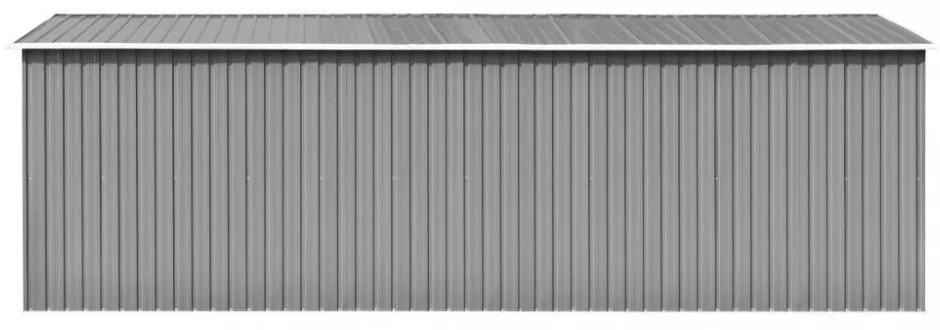 szürke fém kerti fészer 257 x 580 x 181 cm