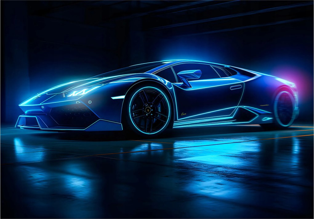 Fotótapéta Lamborghini Neon kontúr vinil 416x254 +ragasztó