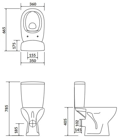 Cersanit ARTECO - WC kombi + antibakteriális ülőke lassan záródó funkcióval, vízszintes hulladék, K667-056