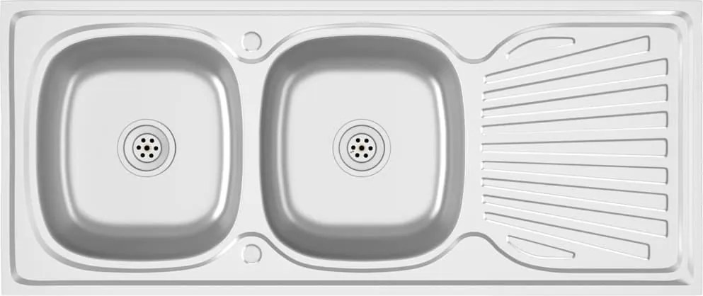 vidaXL ezüst rozsdamentes acél dupla konyhamosogató 1200x600x155 mm
