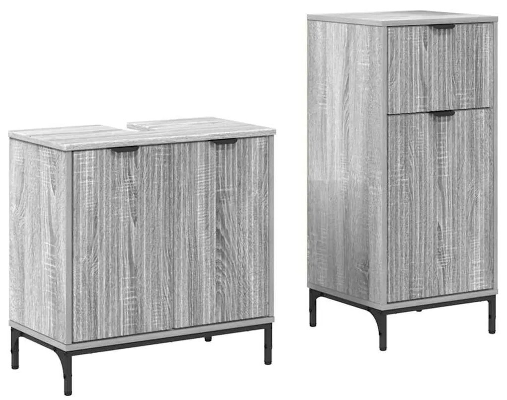 Fürdőszoba bútor szett 2 pcs Szürke sonoma 39.5 x 36 x 88 cm