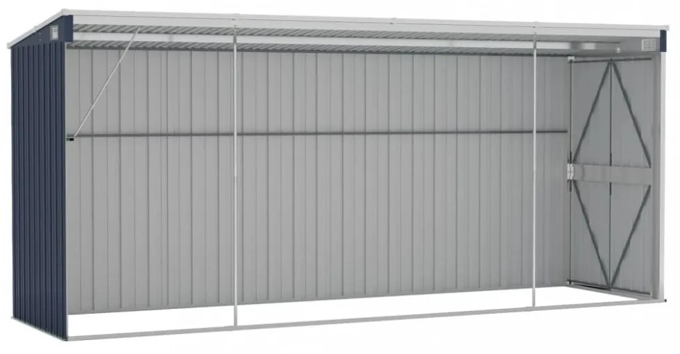 antracitszürke acél falhoz erősíthető fészer 118 x 382 x 178 cm
