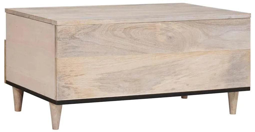 Dohányzóasztal fiókkal Fehér 80 x 54 x 40 cm tömör mangófa