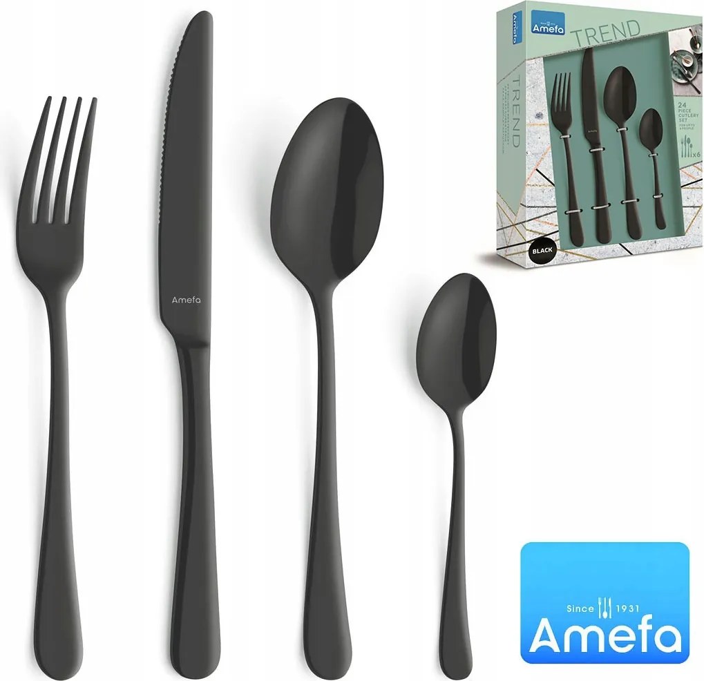 Ebédlő evőeszközök Amefa 1410 Trend 24 db fekete