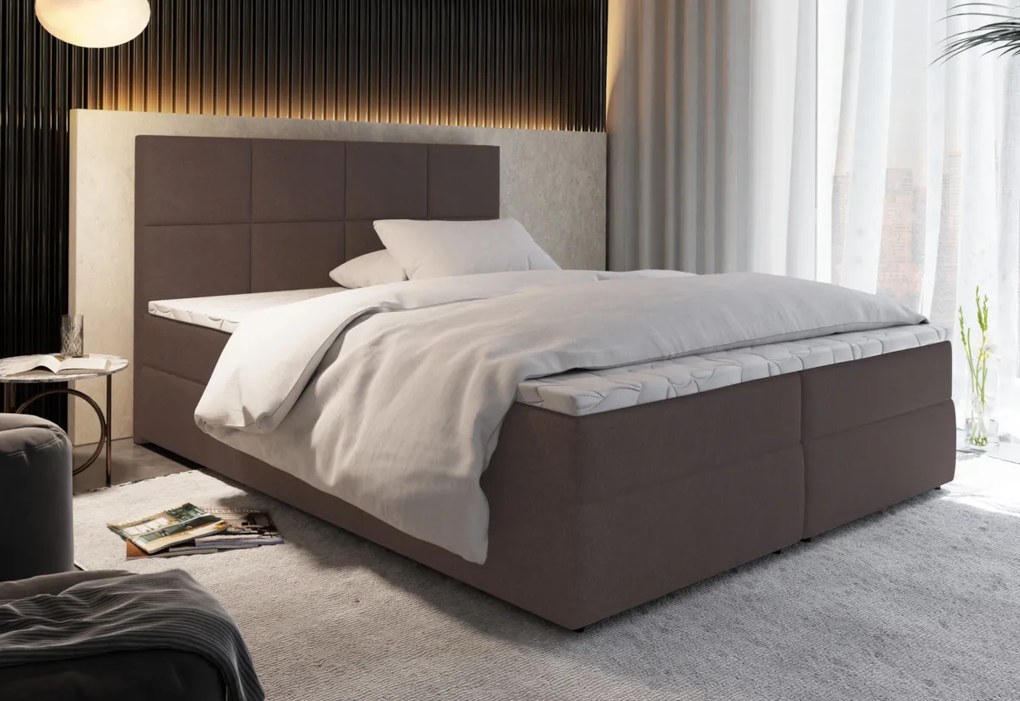 LENY kárpitozott boxspring ágy, 140x200, kronos 19