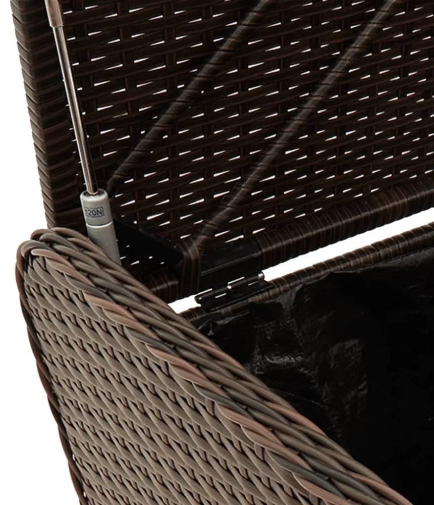 barna polyrattan tárolópad párnával 80 x 51 x 52 cm