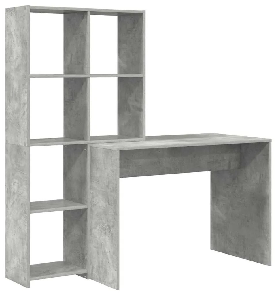 Asztal polcokkal Beton szürke 138.5 x 55 x 143 cm Faanyag