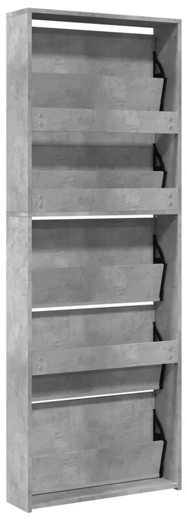 betonszürke 5 szintes cipőszekrény tükörrel 63 x 17 x 169,5 cm