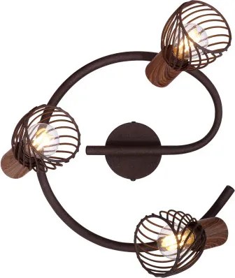 Globo 54817-3 Spot fém rozsdabarna sötét fa megjelenésű betéttel. Ø:280, H:160, exkl. 3xE14 40W 230V