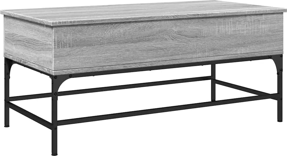 vidaXL szürke sonoma szerelt fa és fém dohányzóasztal 100 x 50 x 45 cm