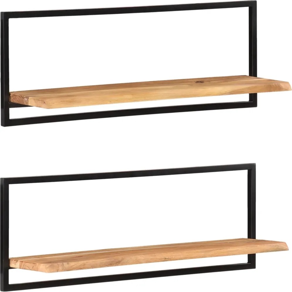 vidaXL 2 darab tömör akácfa és acél falipolc 100 x 24 x 35 cm