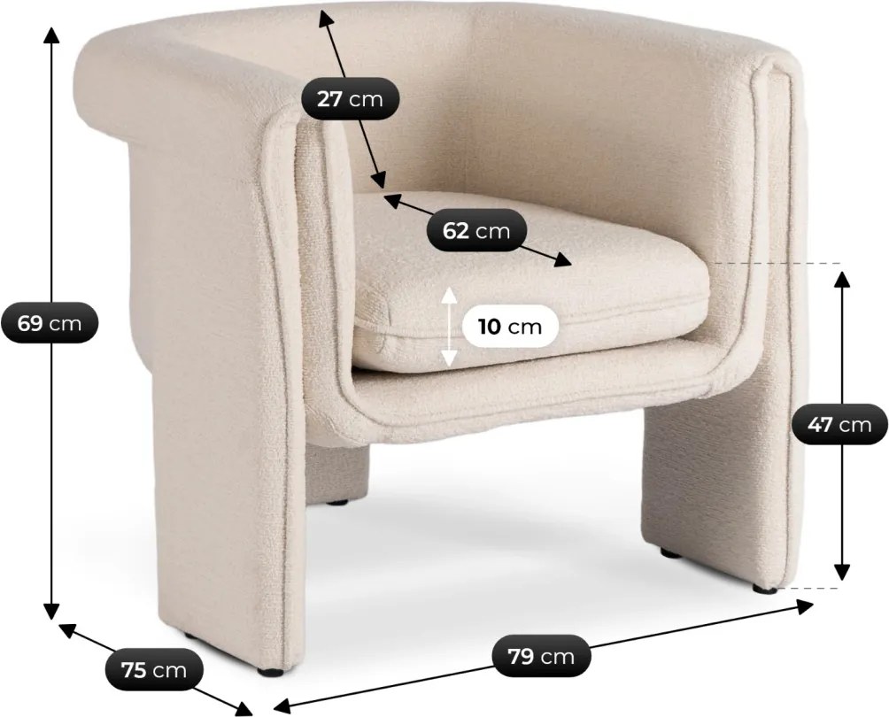 Fotel krém színben. GALA