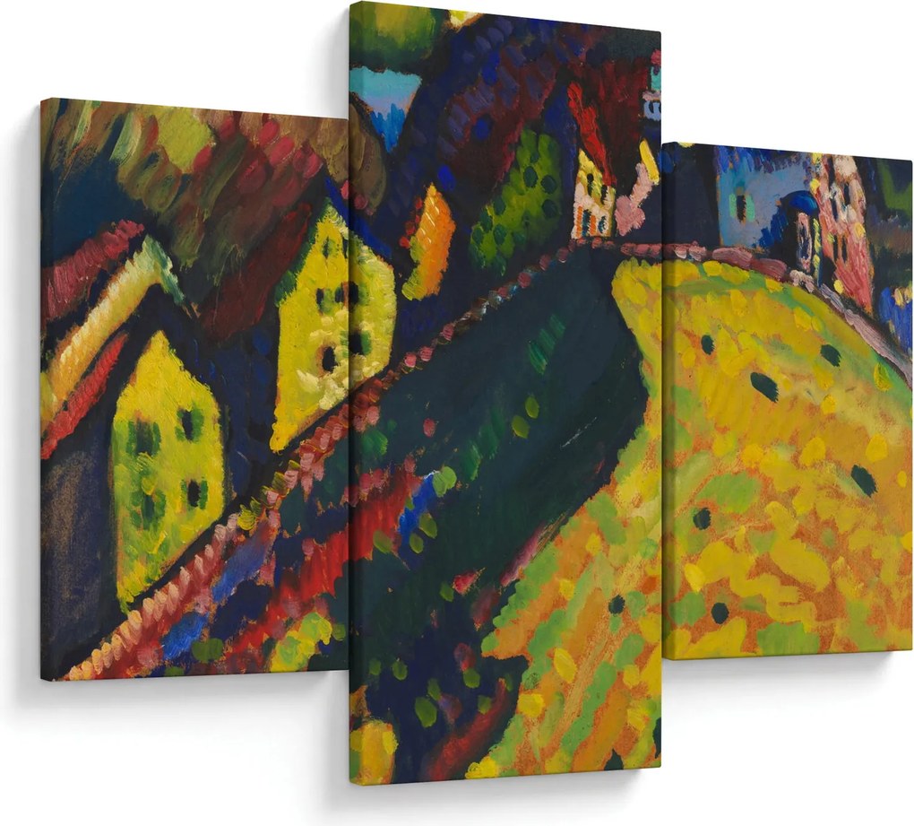 Kép - Vasily Kandinsky, Houses at Murnau, reprodukciók (90x60 cm)