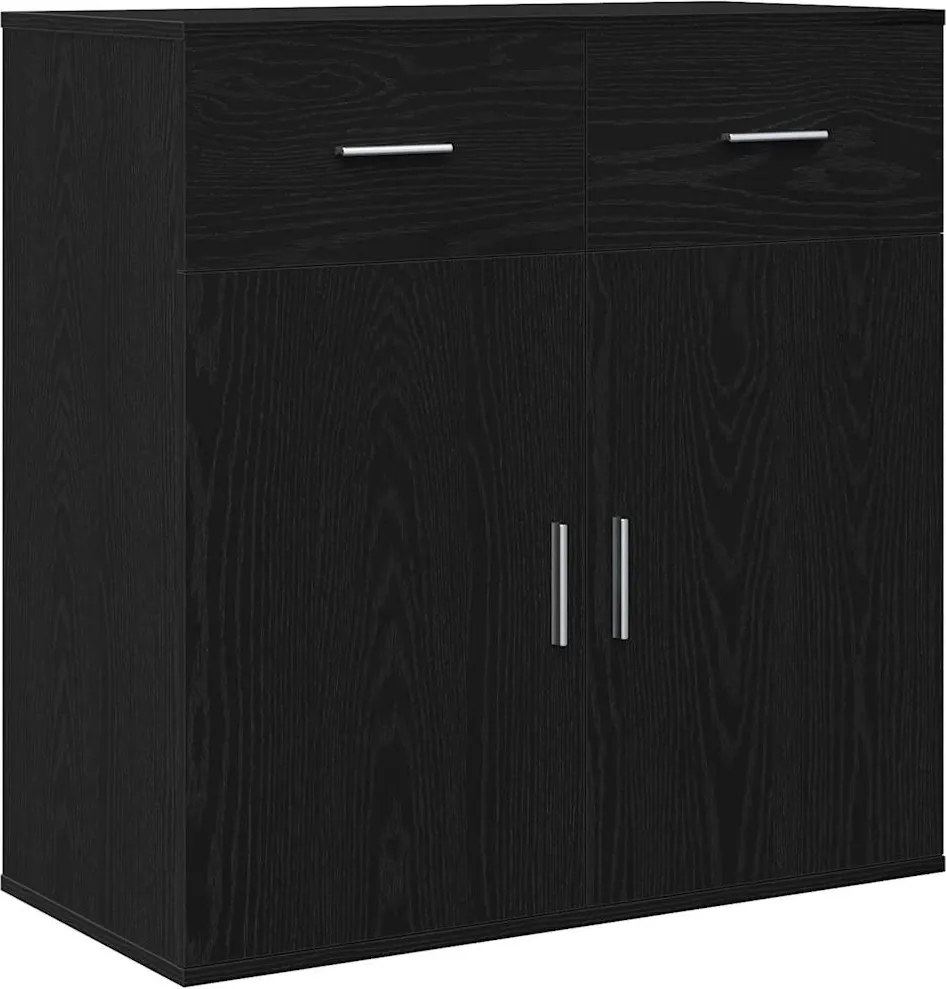 vidaXL Széf fiókkal Fekete tölgy 78 x 38 x 80 cm Faanyag