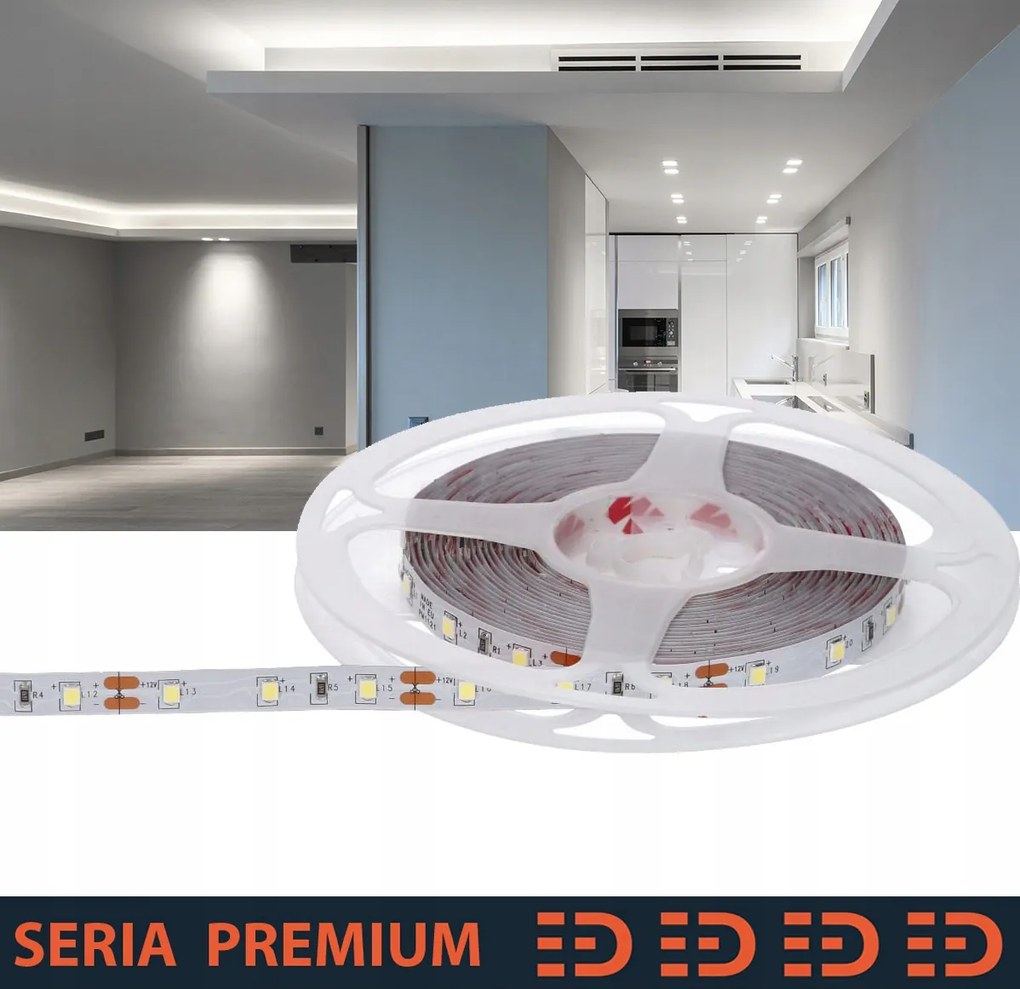 Led szalag Hideg fehér 12V 60 LED/m 600lm/m |100m 5 év garancia