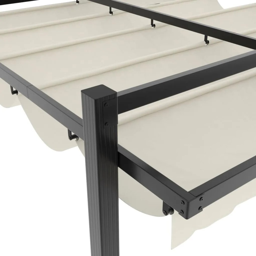 krémszínű alumínium kerti pavilon behúzható tetővel 3 x 3 m