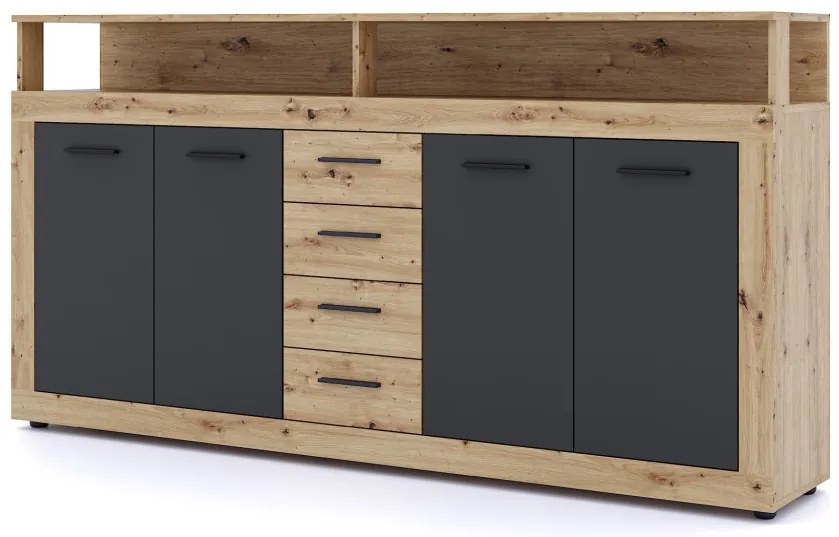 XXL/LUNA Komód Artisan Tölgy/Fekete Színben