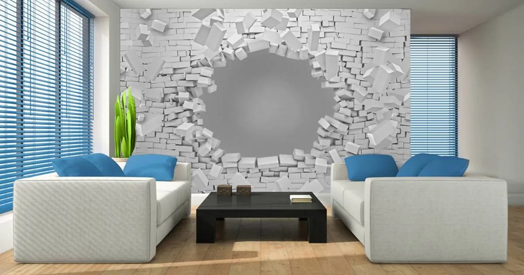 Fotótapéta - 3D-s robbanás egy téglafal (152,5x104 cm)