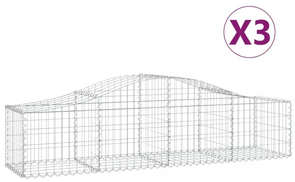 3 db íves horganyzott vas gabion kosár 200x50x40/60 cm