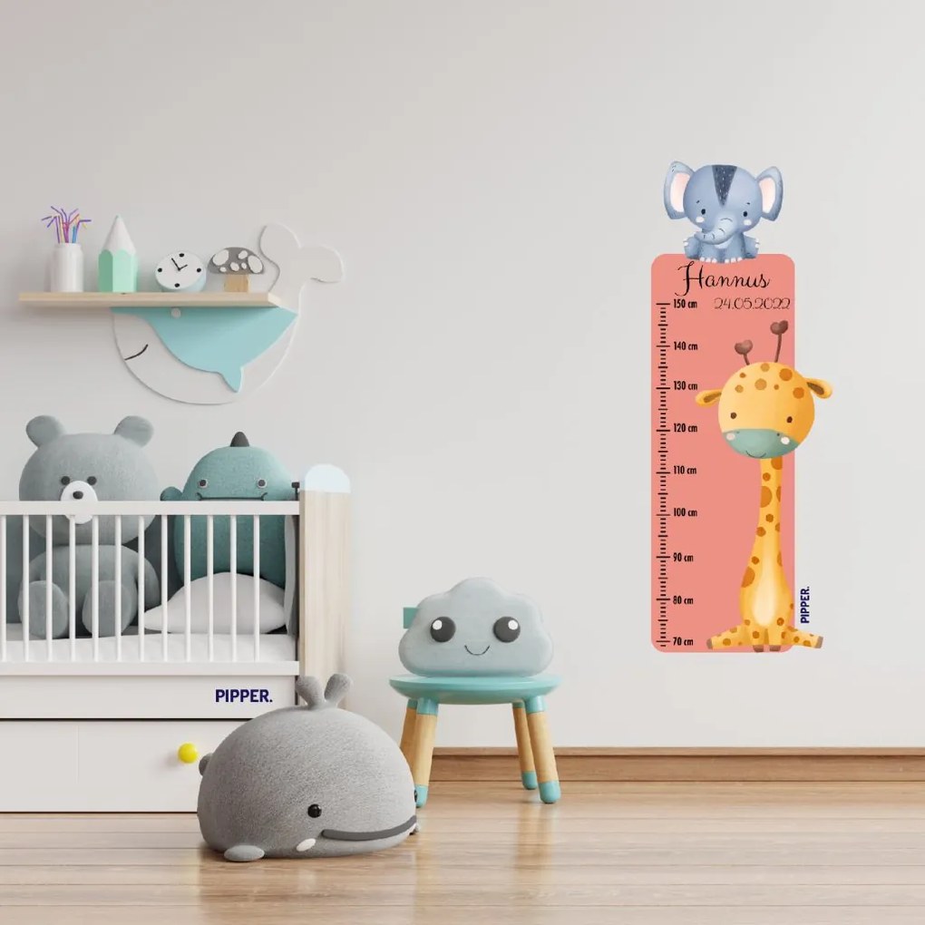 PIPPER. Textil falmatrica "Gyermek magasságmérő névvel - Szafari 2"